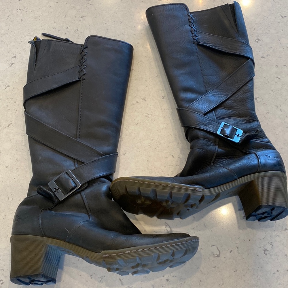 Dr. Martens mid calf boots, black leather boots